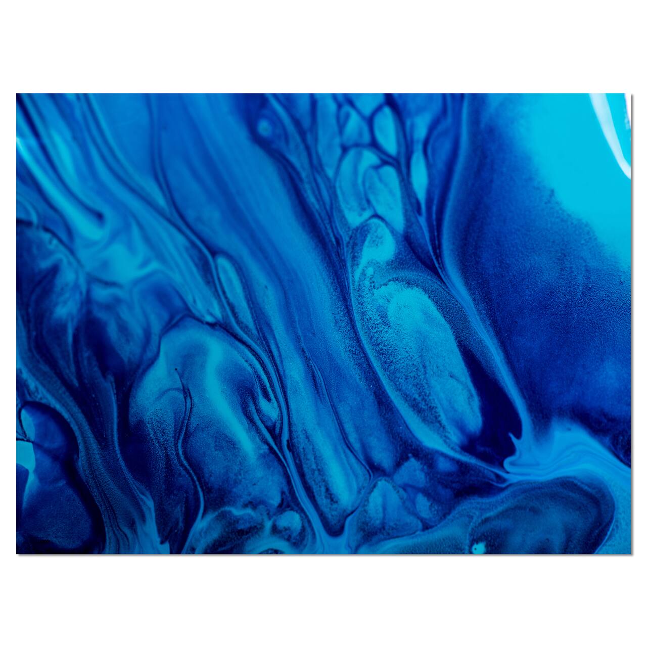 Designart - Dark Blue Abstract Acrylic Paint Mix - Abstract Art on Canvas